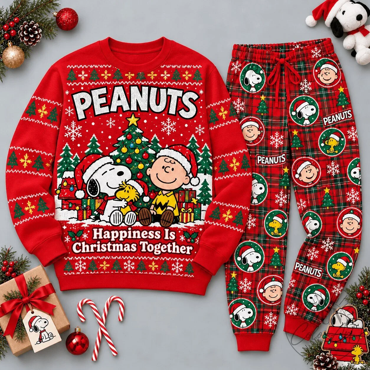 Peanuts Snoopy Charlie Brown Christmas Happiness Is Christmas Together Pajamas