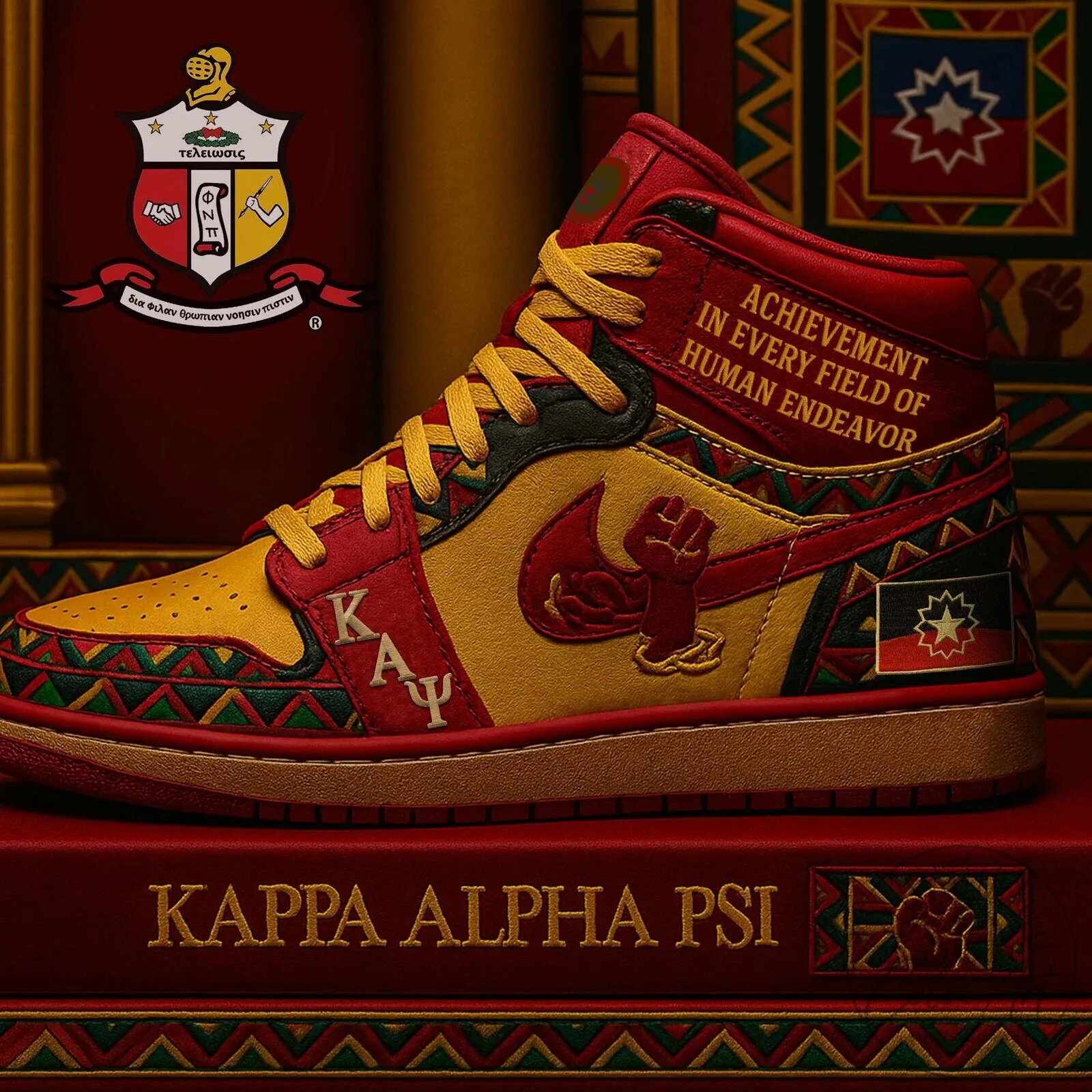 Red and Gold High Top Sneakers for Kappa Alpha Psi Achievement 1 Red and Gold High Top Sneakers for Kappa Alpha Psi Achievement