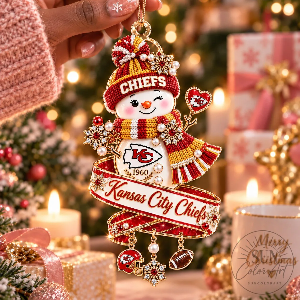 Kansas City Chiefs Snowman Christmas Ornament NFL Football Team Fan Gift 6 Kansas City Chiefs Snowman Christmas Ornament NFL Football Team Fan Gift