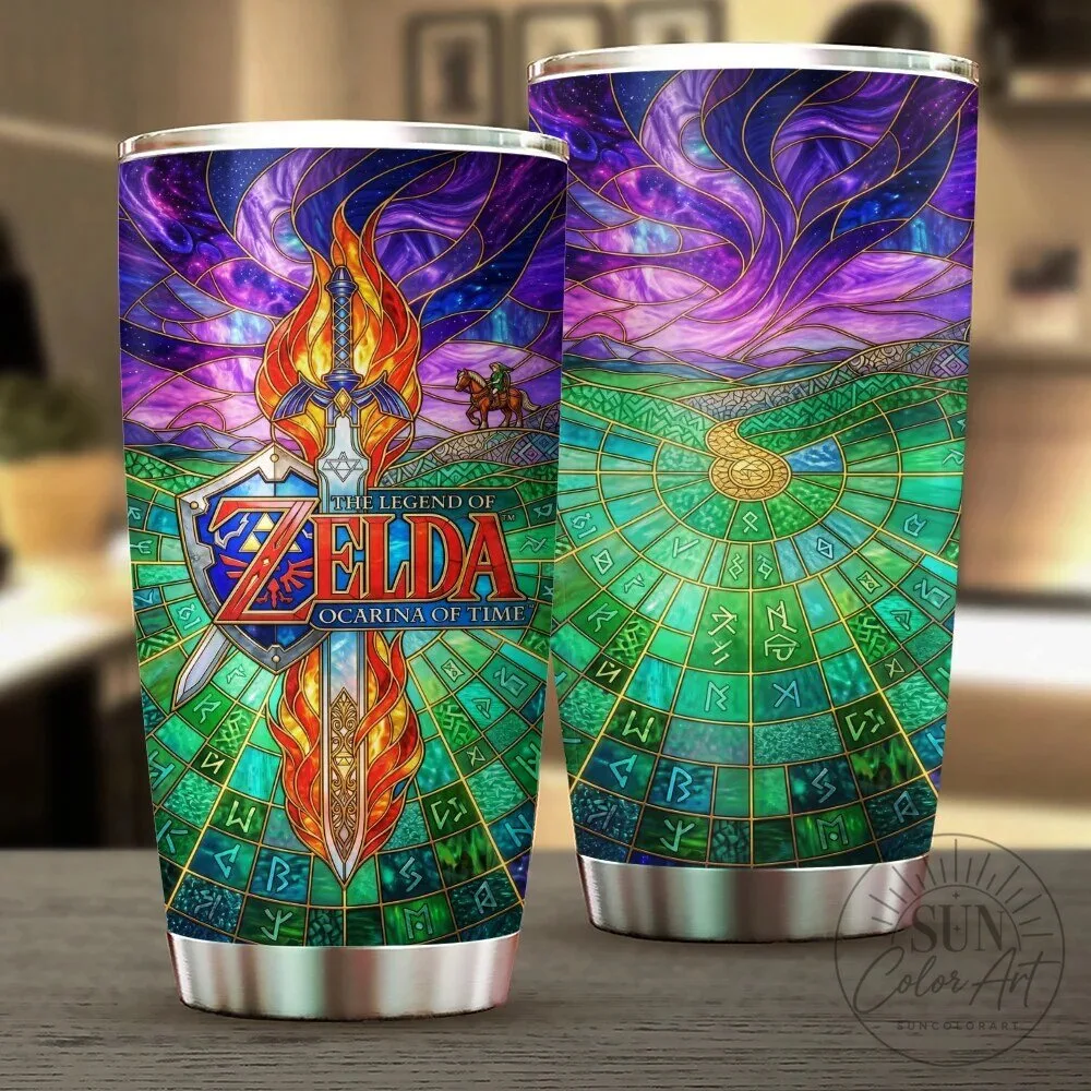 The Legend of Zelda Ocarina of Time Stained Glass Design Tumbler 1 The Legend of Zelda Ocarina of Time Stained Glass Design Tumbler
