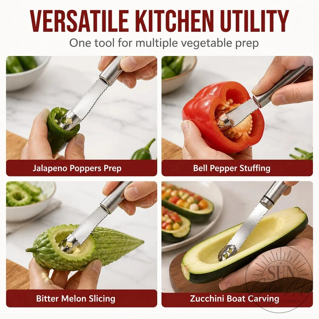 Stainless Steel Pepper Corer Tool with Serrated Blade and Ergonomic Grip 21 Stainless Steel Pepper Corer Tool with Serrated Blade and Ergonomic Grip
