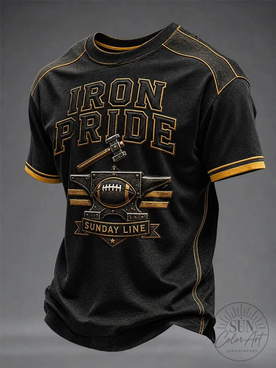 Iron Pride Sunday Line Football Anvil Hammer Graphic T-Shirt 2 Iron Pride Sunday Line Football Anvil Hammer Graphic T-Shirt