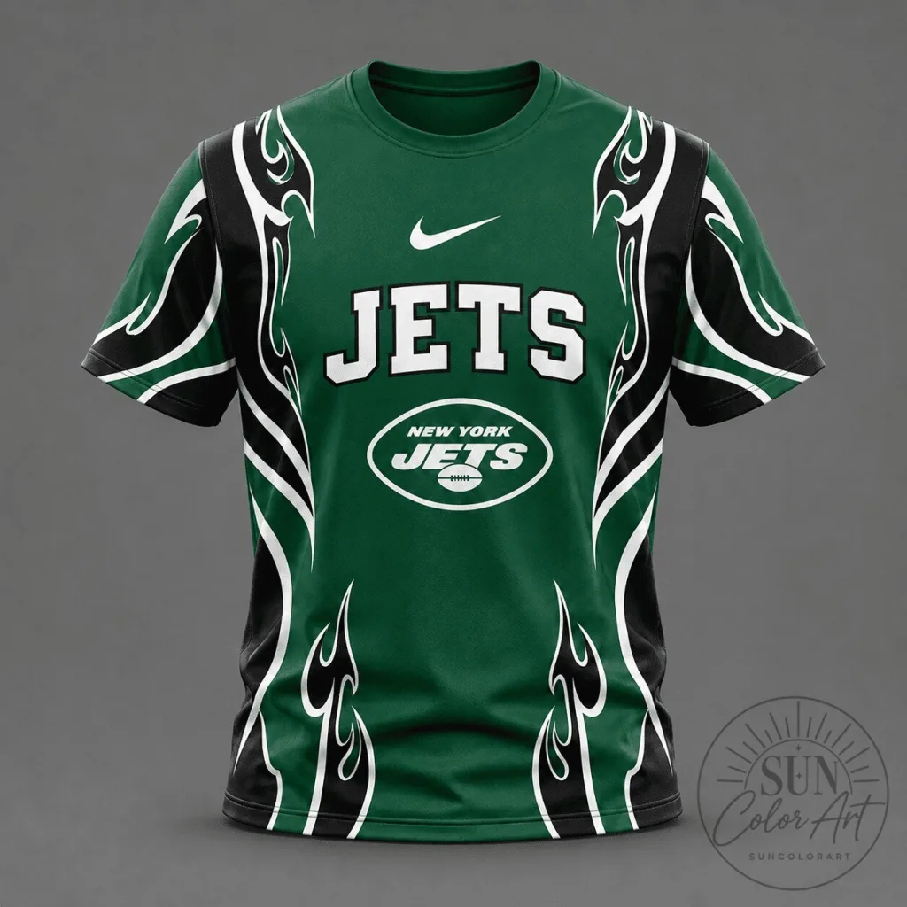 New York Jets Football Tribal Flame All Over Print T-Shirt New York Jets Football Tribal Flame All Over Print T-Shirt