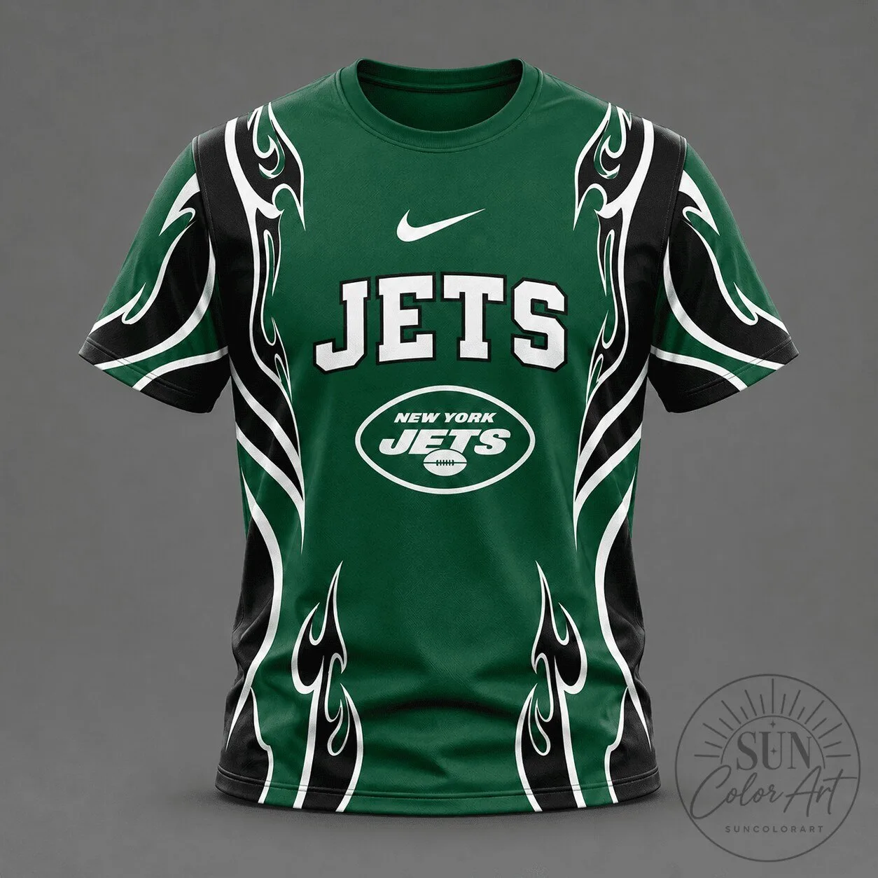 New York Jets Football Tribal Flame All Over Print T-Shirt