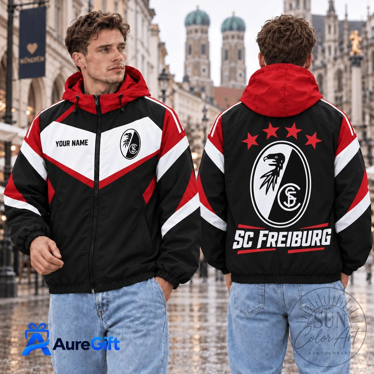 SC Freiburg Bundesliga Matchday Personalized Name Outdoor Windbreaker Jacket 2 SC Freiburg Bundesliga Matchday Personalized Name Outdoor Windbreaker Jacket