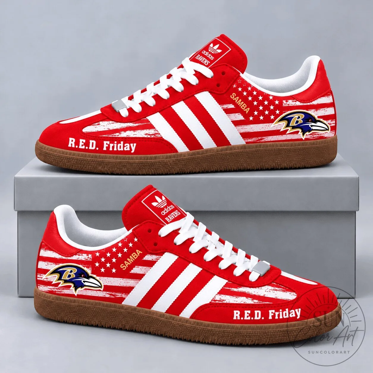 R.E.D. Friday Baltimore Ravens Samba OG Sneakers with American Flag Military Tribute 5 R.E.D. Friday Baltimore Ravens Samba OG Sneakers with American Flag Military Tribute