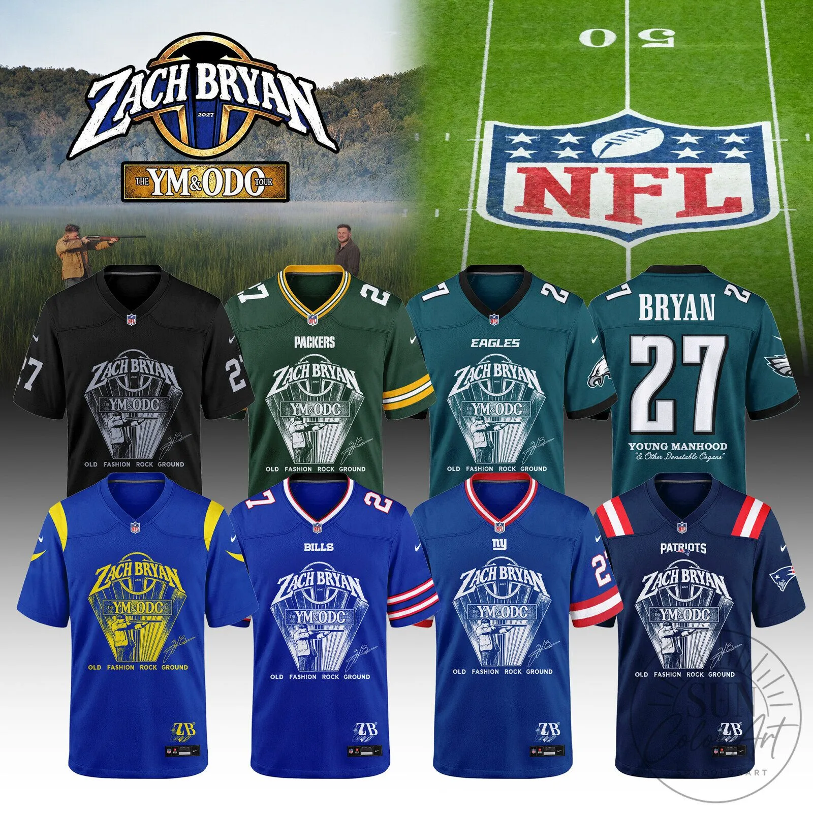 Zach Bryan YM&ODO Tour NFL Football Jersey 1 Zach Bryan YM&ODO Tour NFL Football Jersey