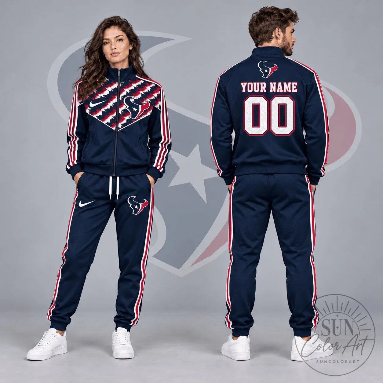 Houston Texans Custom Name Number Tribal Chevron Full Zip Track Jacket 5 Houston Texans Custom Name Number Tribal Chevron Full Zip Track Jacket