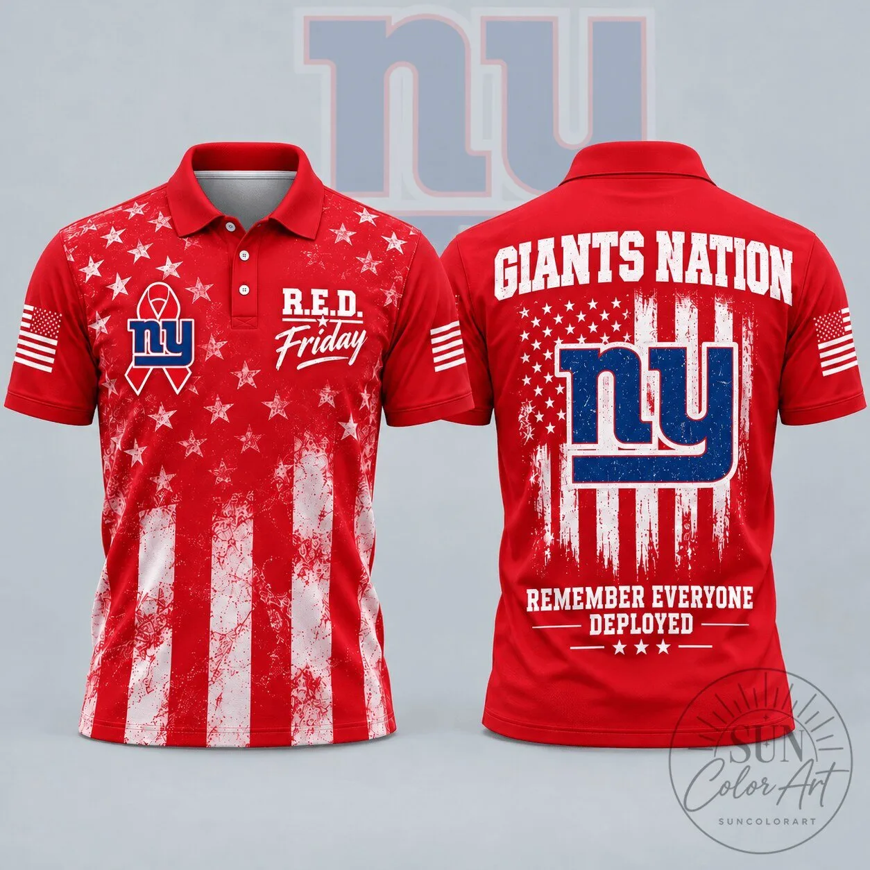 New York Giants Remember Everyone Deployed R.E.D. Friday American Flag Polo Shirt