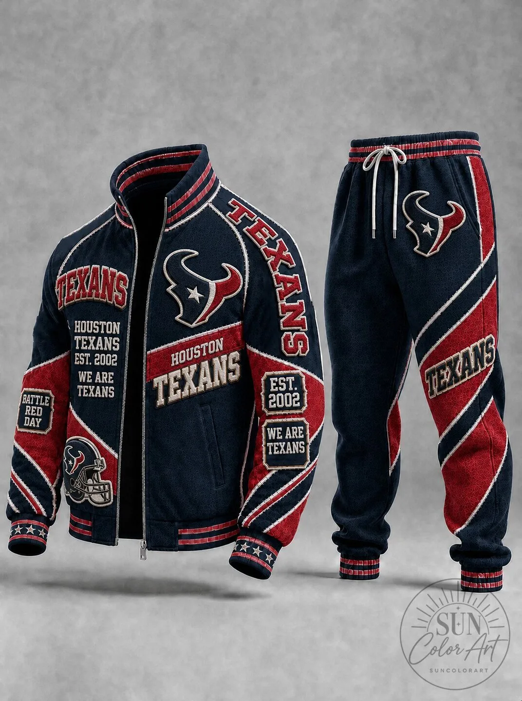 Houston Texans NFL Football Team Navy and Red Colorblock Padded Jacket