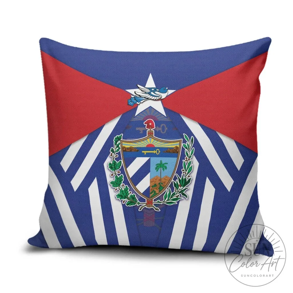 Cuban Flag and Coat of Arms Decorative Throw Pillow Cover