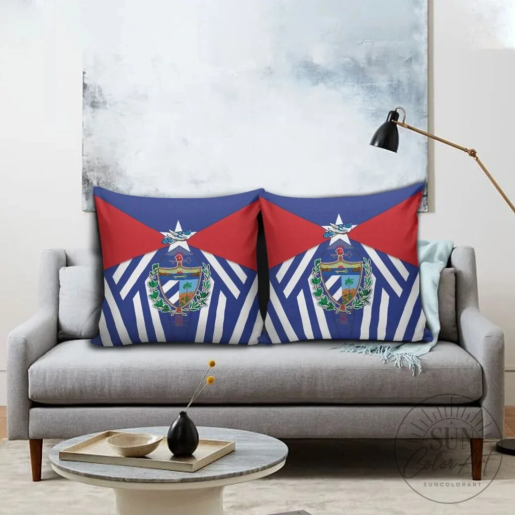Cuban Flag and Coat of Arms Decorative Throw Pillow Cover 8 Cuban Flag and Coat of Arms Decorative Throw Pillow Cover