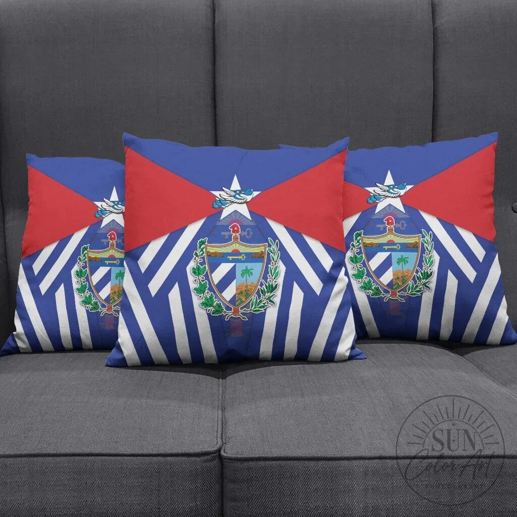 Cuban Flag and Coat of Arms Decorative Throw Pillow Cover 9 Cuban Flag and Coat of Arms Decorative Throw Pillow Cover