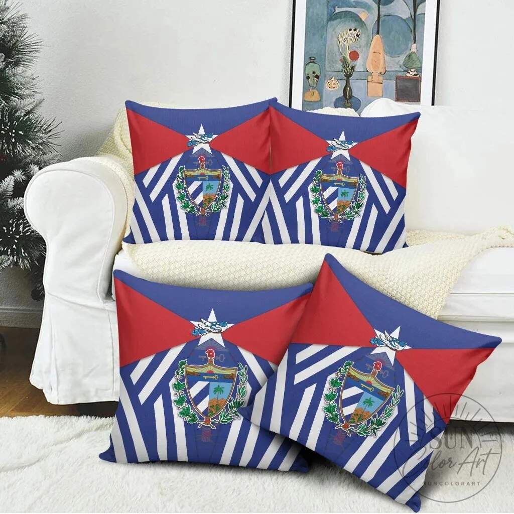 Cuban Flag and Coat of Arms Decorative Throw Pillow Cover 10 Cuban Flag and Coat of Arms Decorative Throw Pillow Cover