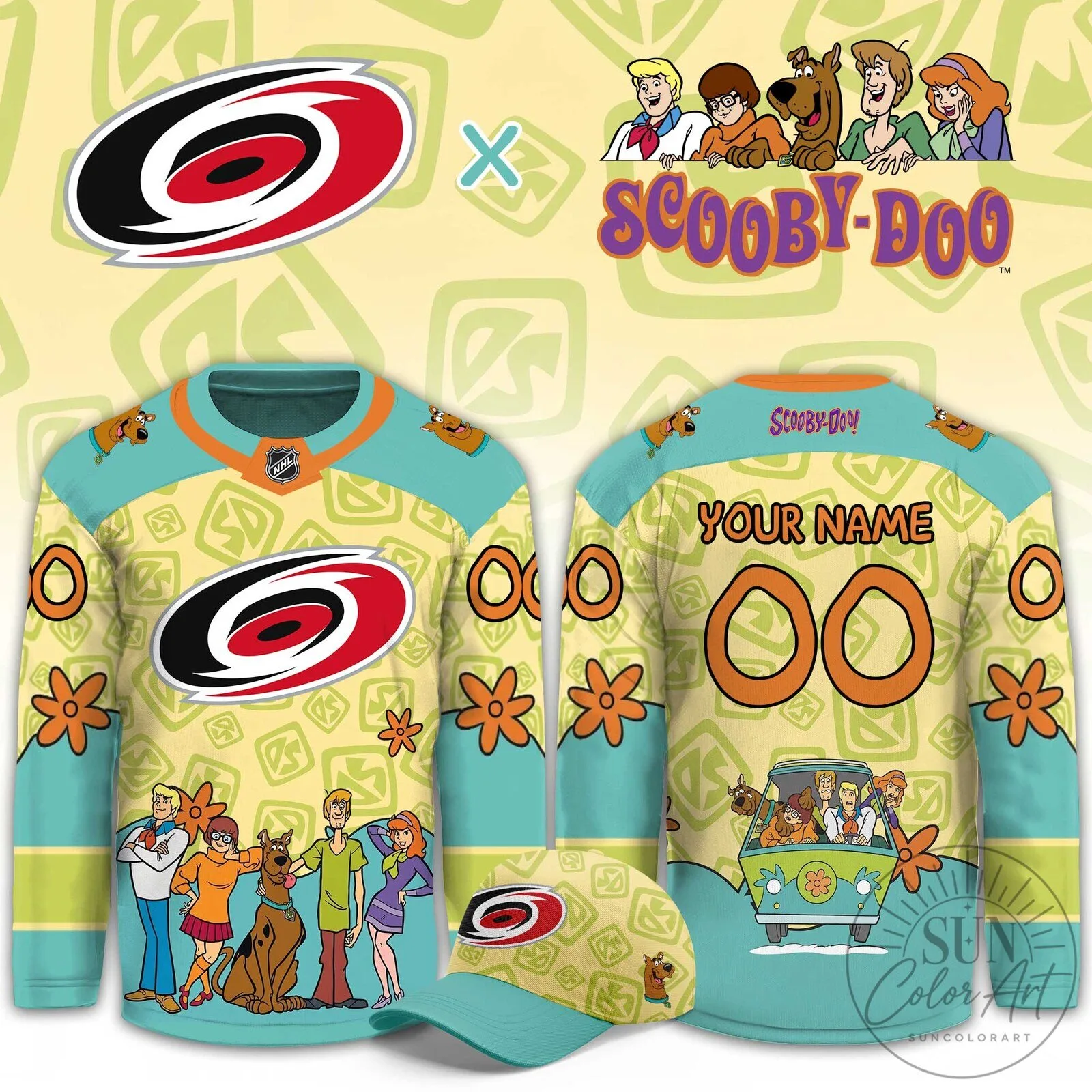 Carolina Hurricanes Scooby-Doo Mystery Machine Custom Hockey Jersey