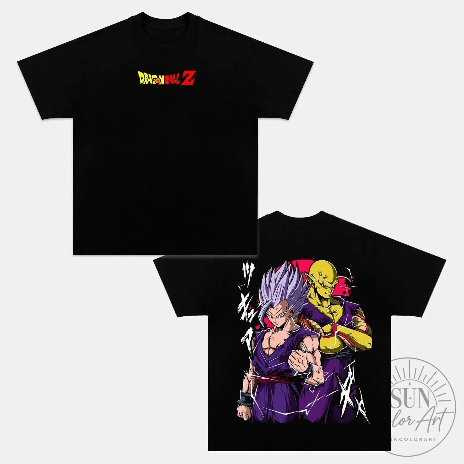 Dragon Ball Z Son Gohan and Piccolo Anime Inspired Vintage Black T-Shirt