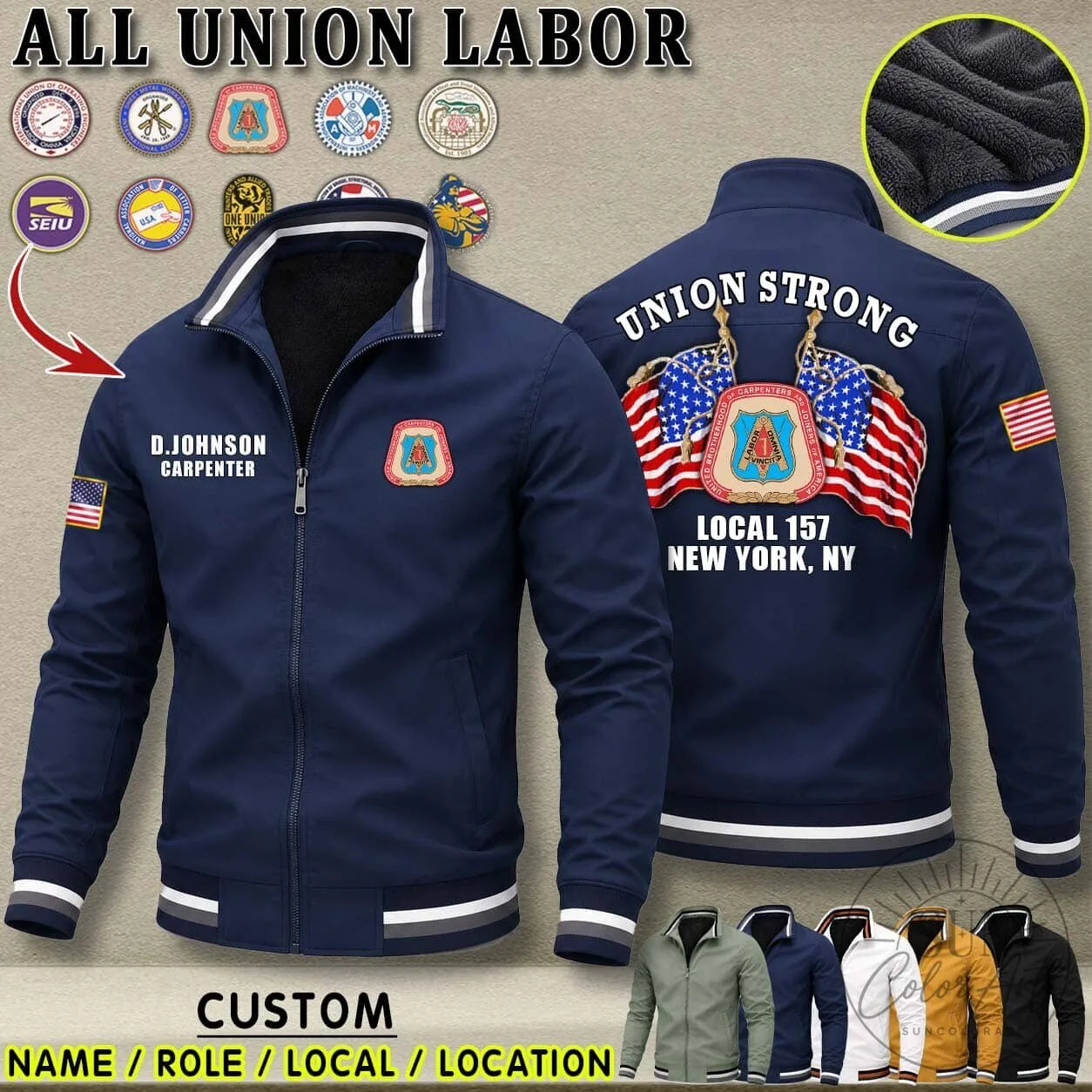 Union Strong Ironworker Local 11 Newark New Jersey Fleece Lined Jacket 10 Union Strong Ironworker Local 11 Newark New Jersey Fleece Lined Jacket