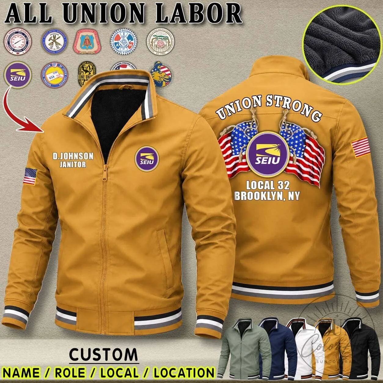 Union Strong Ironworker Local 11 Newark New Jersey Fleece Lined Jacket 12 Union Strong Ironworker Local 11 Newark New Jersey Fleece Lined Jacket