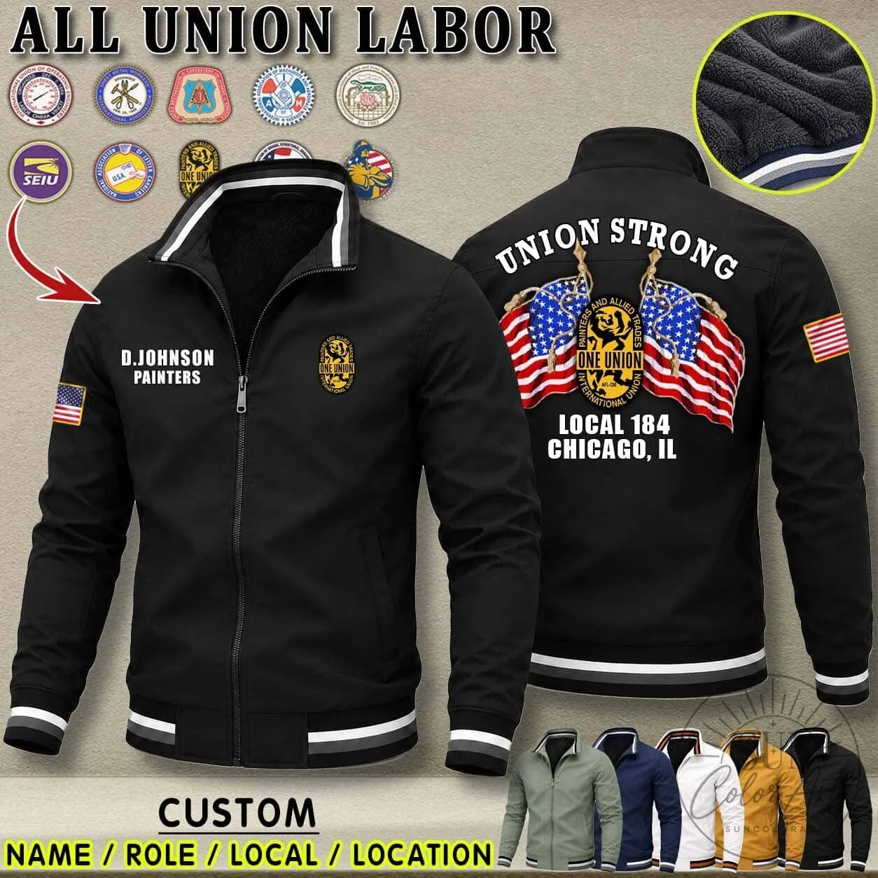 Union Strong Ironworker Local 11 Newark New Jersey Fleece Lined Jacket 13 Union Strong Ironworker Local 11 Newark New Jersey Fleece Lined Jacket