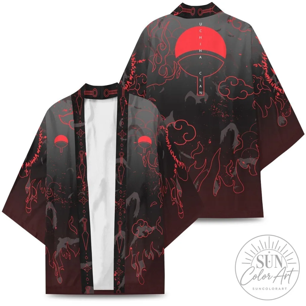 Naruto Shippuden Uchiha Clan Akatsuki Emblem Kimono Cardigan Naruto Shippuden Uchiha Clan Akatsuki Emblem Kimono Cardigan