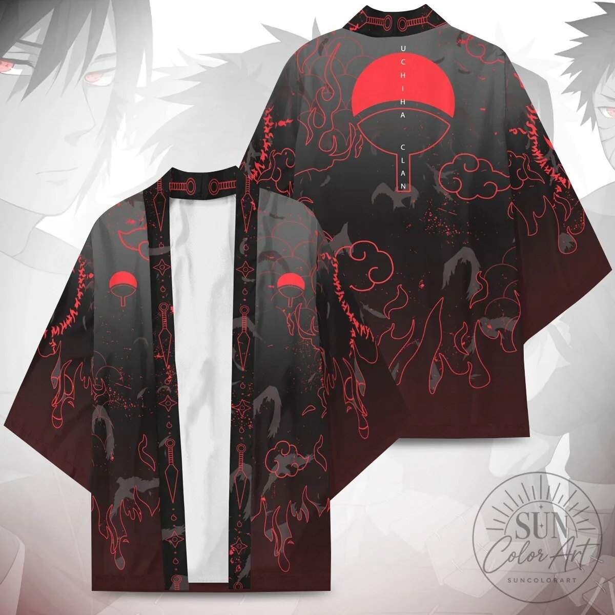 Naruto Shippuden Uchiha Clan Akatsuki Emblem Kimono Cardigan 13 Naruto Shippuden Uchiha Clan Akatsuki Emblem Kimono Cardigan