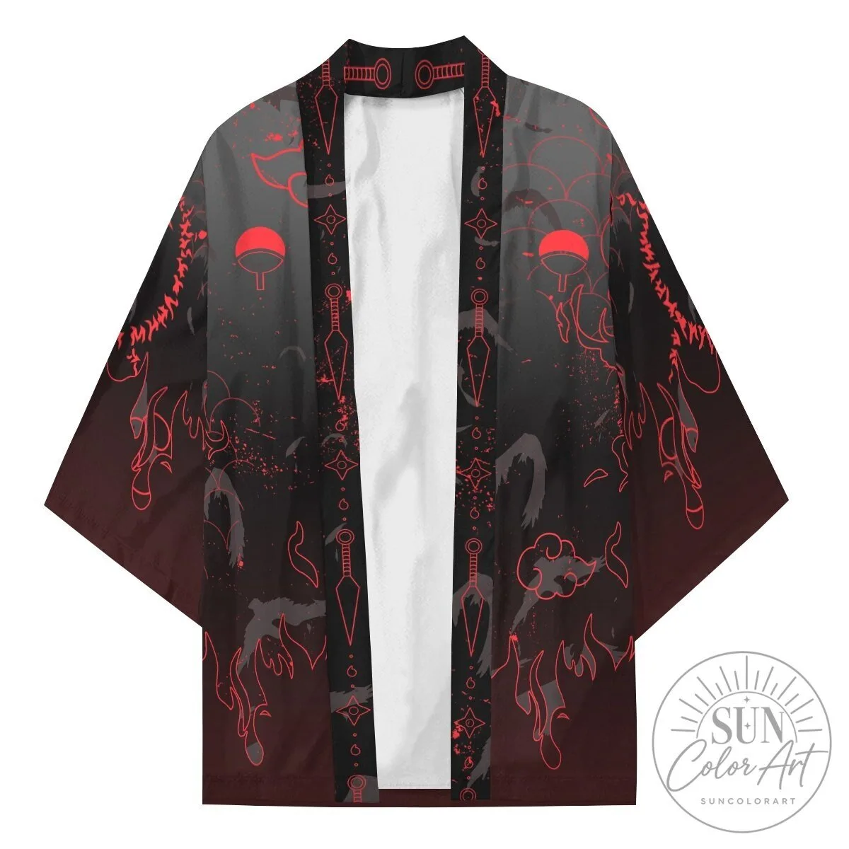 Naruto Shippuden Uchiha Clan Akatsuki Emblem Kimono Cardigan 14 Naruto Shippuden Uchiha Clan Akatsuki Emblem Kimono Cardigan