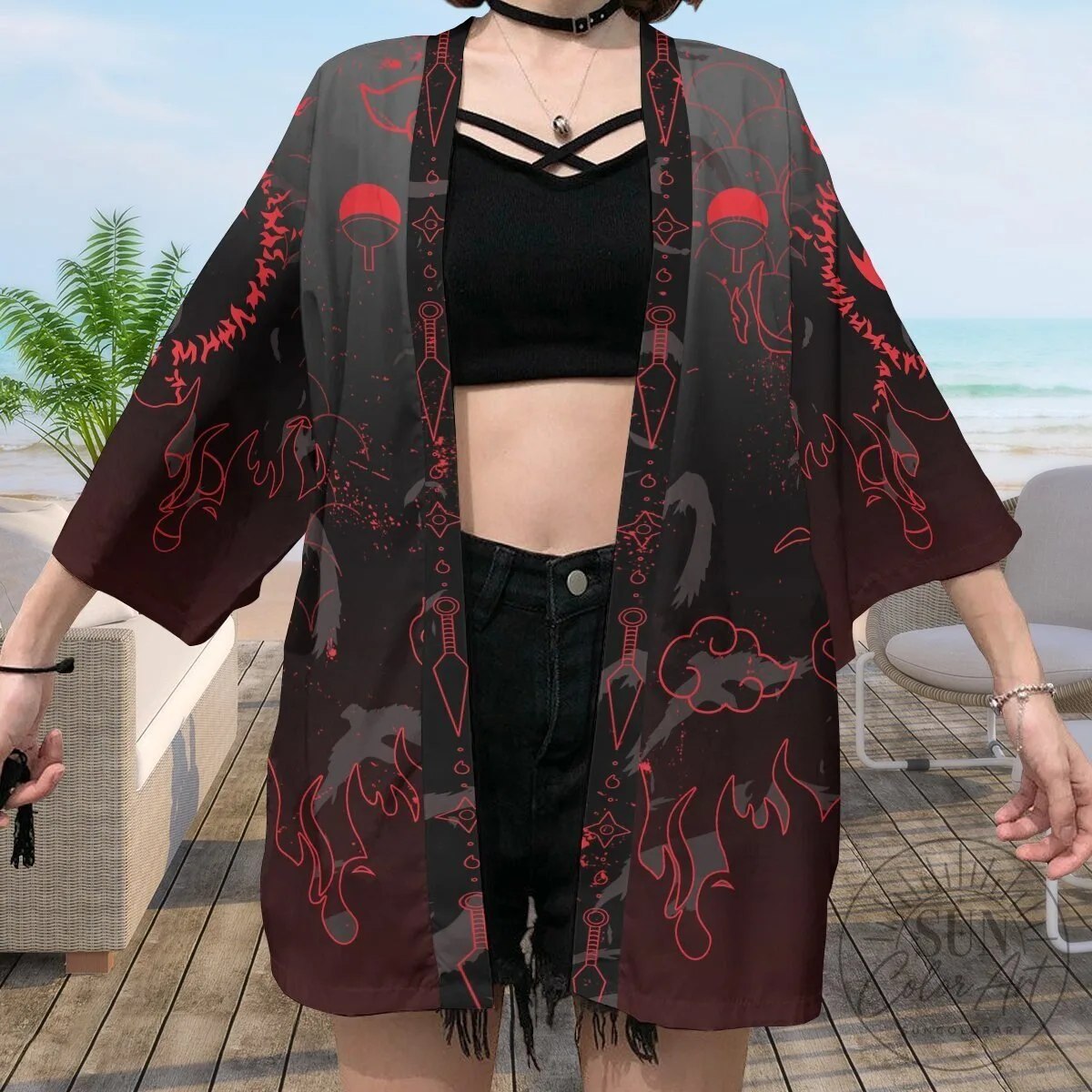 Naruto Shippuden Uchiha Clan Akatsuki Emblem Kimono Cardigan 16 Naruto Shippuden Uchiha Clan Akatsuki Emblem Kimono Cardigan