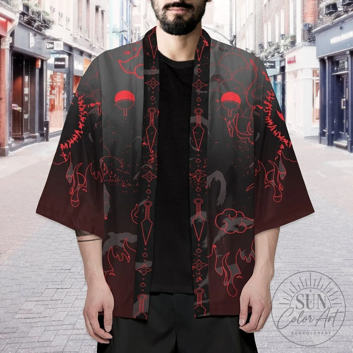 Naruto Shippuden Uchiha Clan Akatsuki Emblem Kimono Cardigan 18 Naruto Shippuden Uchiha Clan Akatsuki Emblem Kimono Cardigan