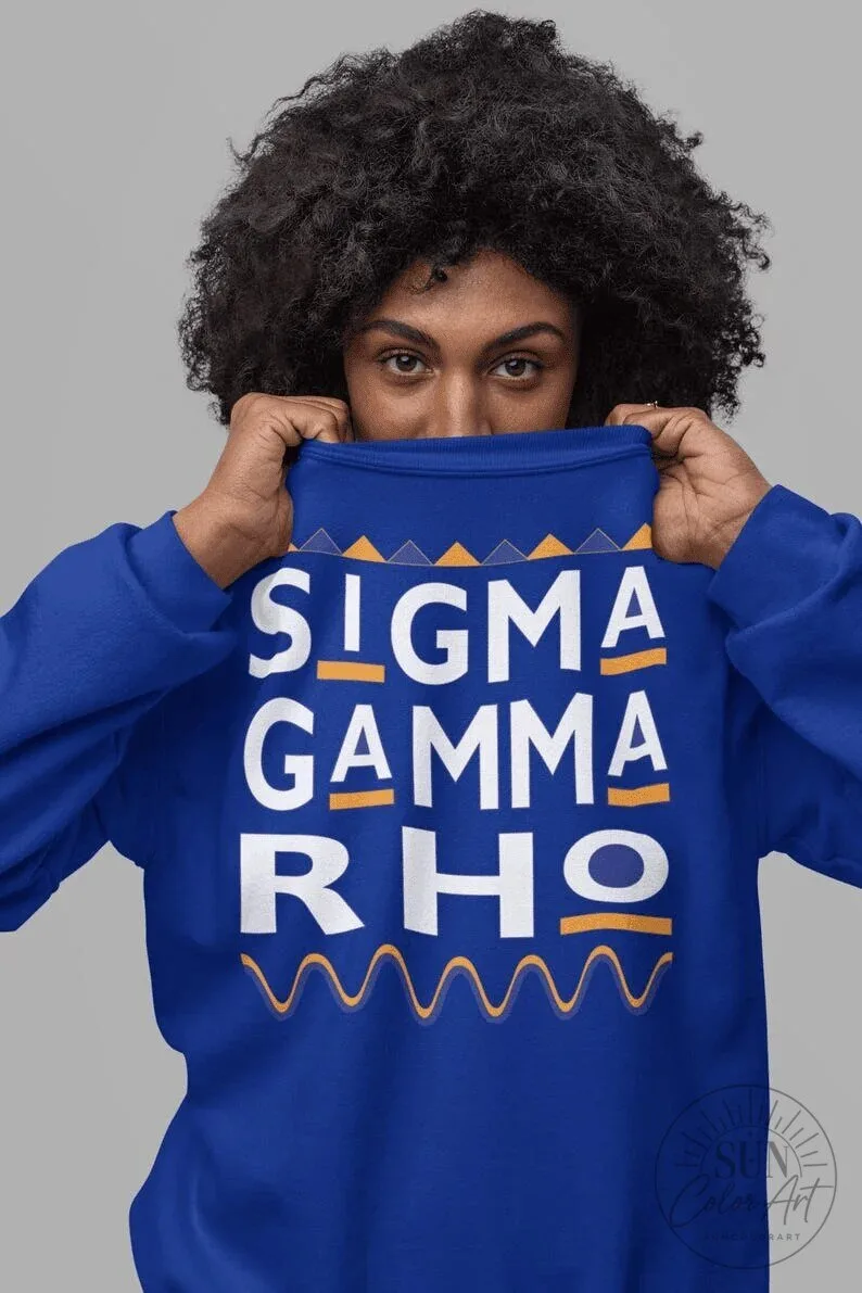 Sigma Gamma Rho Sorority Royal Blue Crewneck Sweatshirt for Women