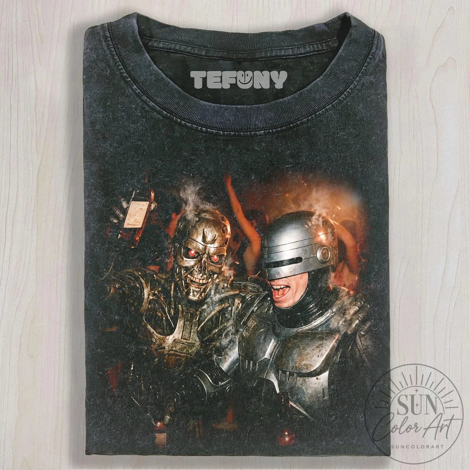 Terminator and Robocop Party Funny Movie Characters Unisex T-Shirt