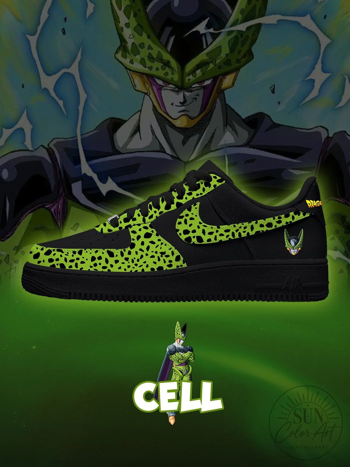 Dragon Ball Z Cell Perfect Form Custom Air Force One Sneakers 5 Dragon Ball Z Cell Perfect Form Custom Air Force One Sneakers