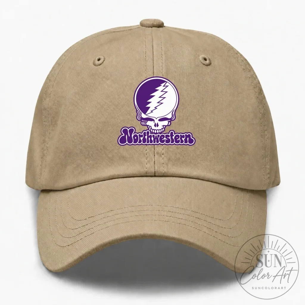 Northwestern University Grateful Dead Steal Your Face Logo Dad Hat Northwestern University Grateful Dead Steal Your Face Logo Dad Hat