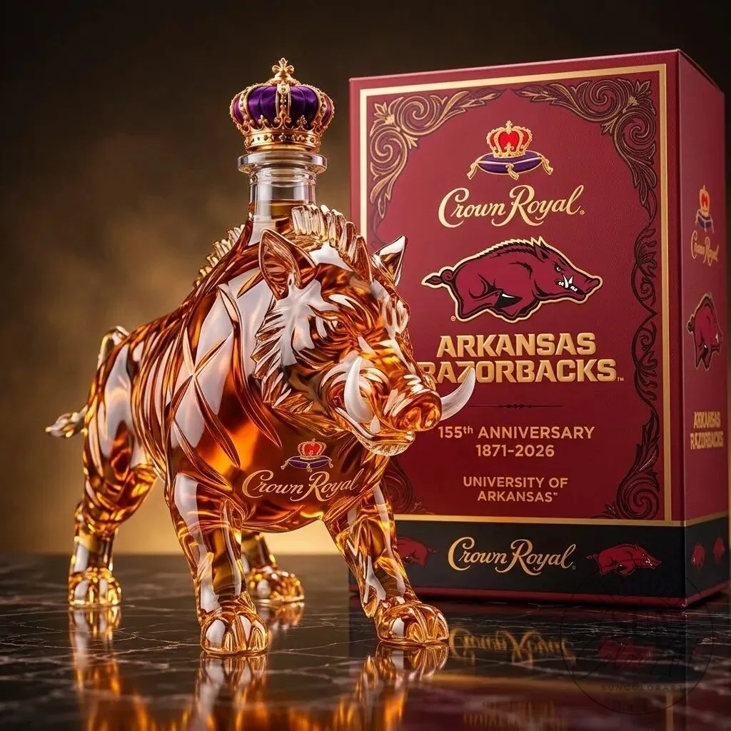 Crown Royal Arkansas Razorbacks 155th Anniversary Boar Whiskey Decanter