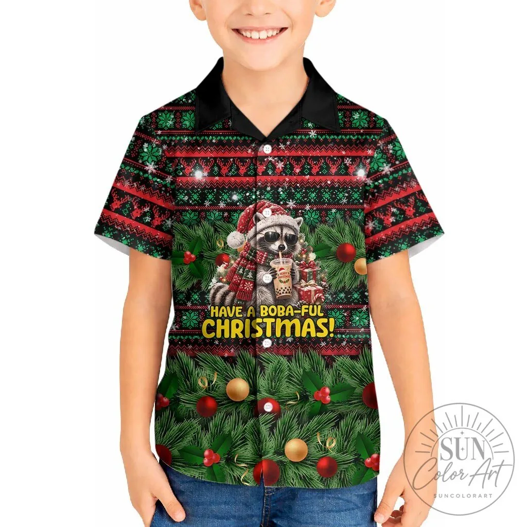 Christmas Raccoon Drinking Boba Tea Funny Holiday Hawaiian Shirt 12 Christmas Raccoon Drinking Boba Tea Funny Holiday Hawaiian Shirt