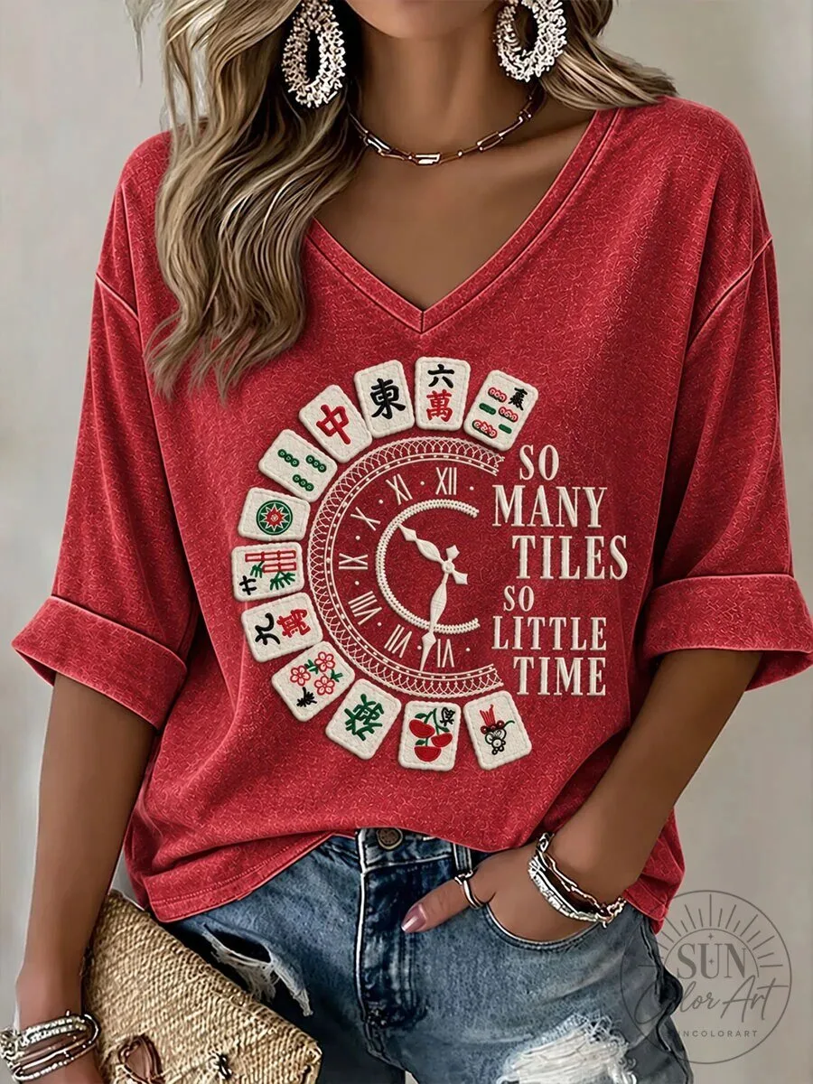 Mahjong So Many Tiles So Little Time Christmas Casual T-Shirt