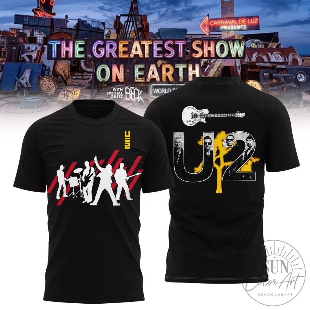 U2 The Greatest Show On Earth World Tour Black Graphic T-Shirt U2 The Greatest Show On Earth World Tour Black Graphic T-Shirt