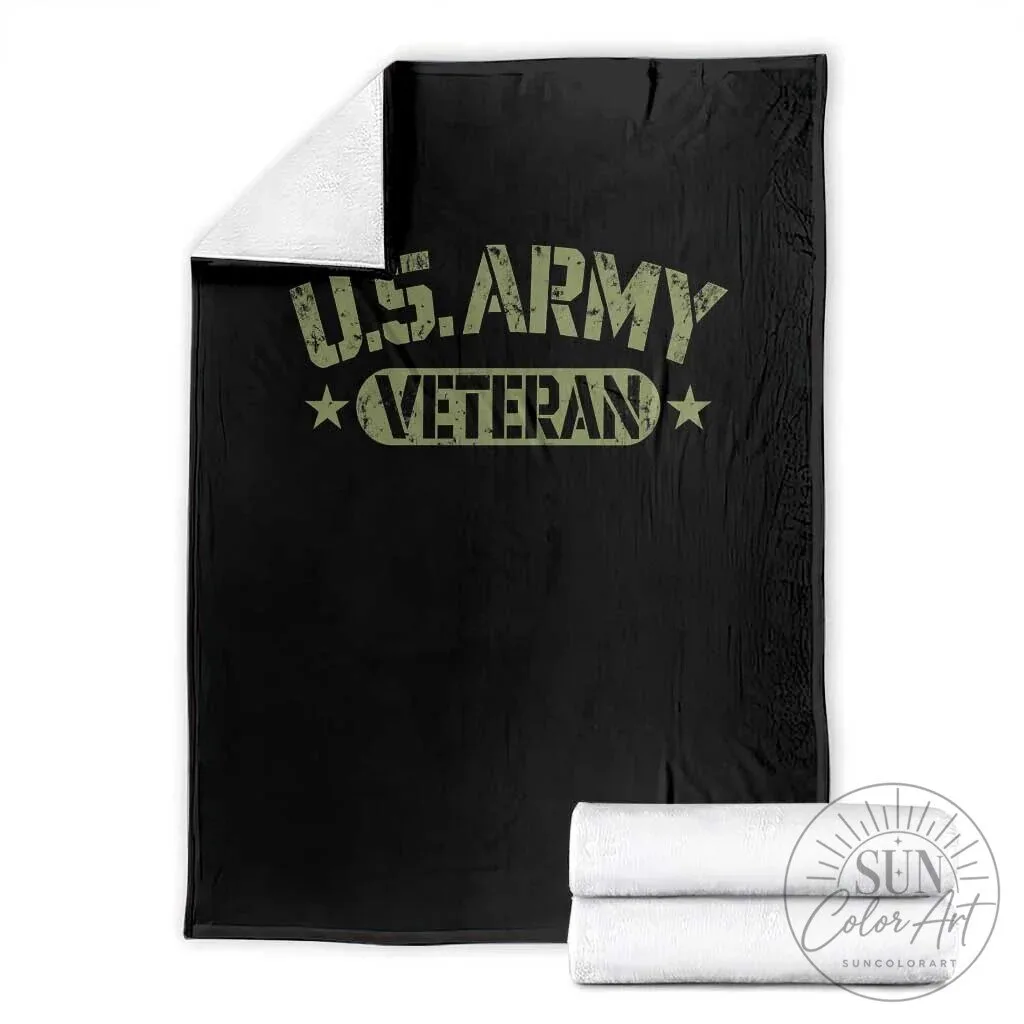 United States Army Veteran Military Service Stencil Stars Graphic Throw Blanket