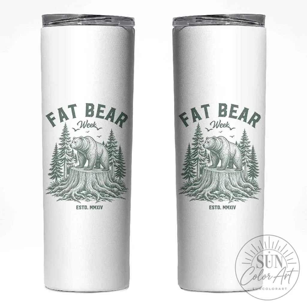 Fat Bear Week Grizzly Bear Forest Stump Graphic Skinny Tumbler