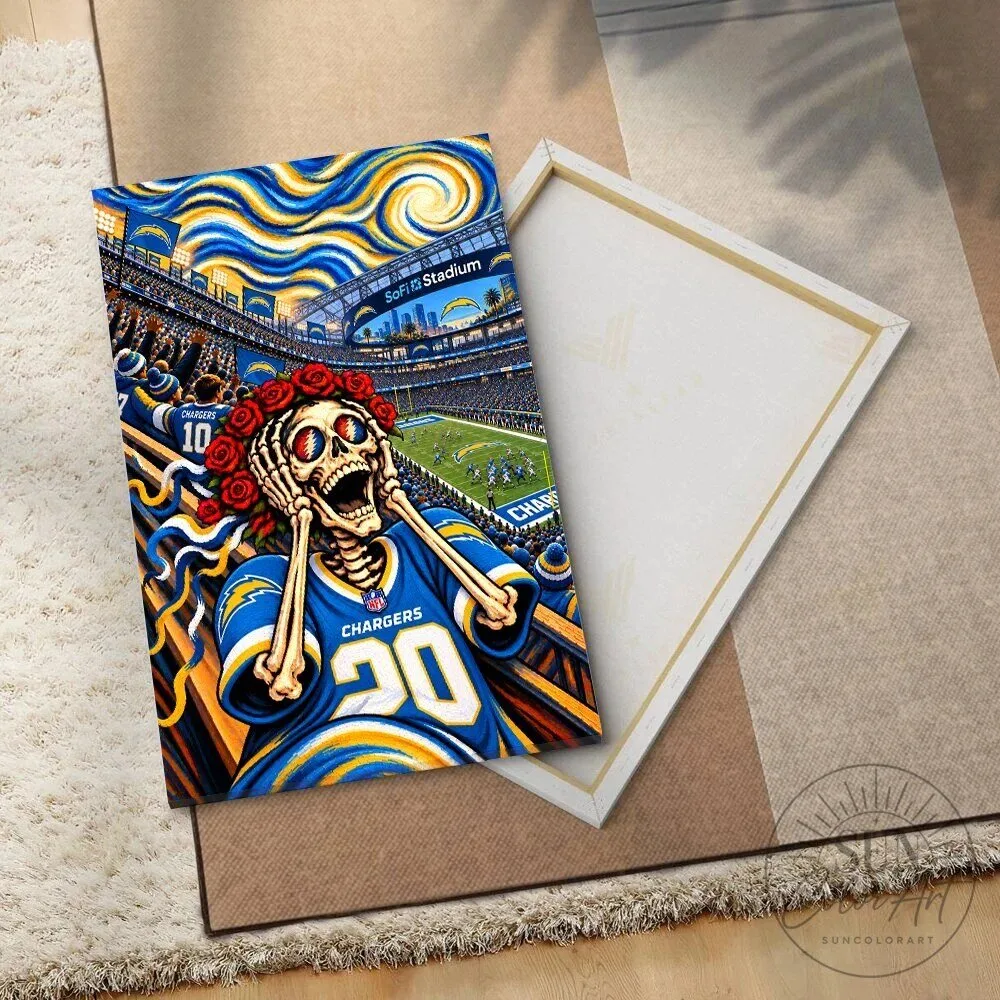Los Angeles Chargers Grateful Dead Skeleton Bertha Scream SoFi Stadium Canvas Wall Art