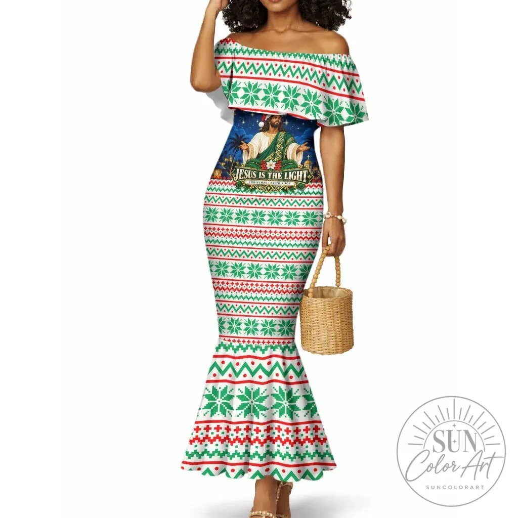 Jesus Is The Light Christmas Faith Mermaid Dress