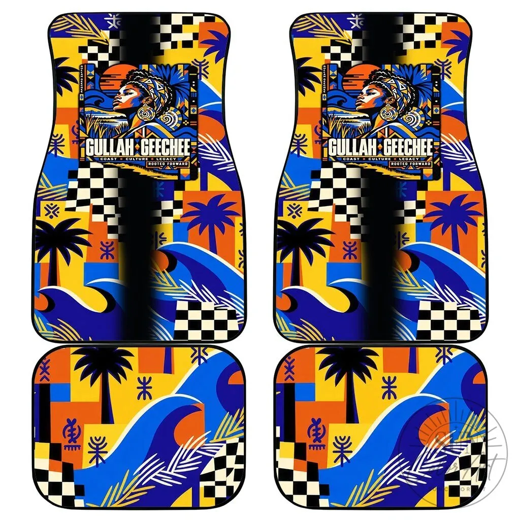 Gullah Geechee African American Heritage Vibrant Abstract Coastal Car Mat Set 7 Gullah Geechee African American Heritage Vibrant Abstract Coastal Car Mat Set