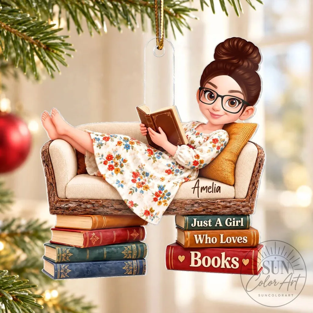 Custom Ornament for Christmas Just a Girl Who Loves Books Custom Ornament for Christmas: Just a Girl Who Loves Books
