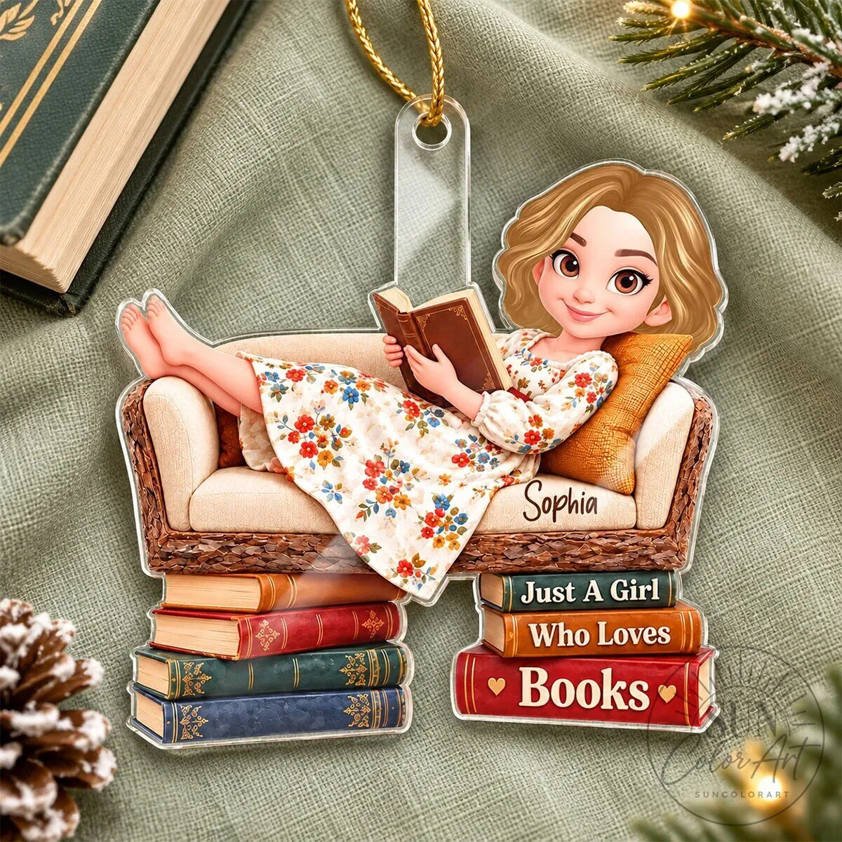 Custom Ornament for Christmas: Just a Girl Who Loves Books 15 Custom Ornament for Christmas: Just a Girl Who Loves Books