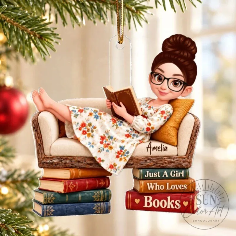 Custom Ornament for Christmas: Just a Girl Who Loves Books 19 Custom Ornament for Christmas: Just a Girl Who Loves Books