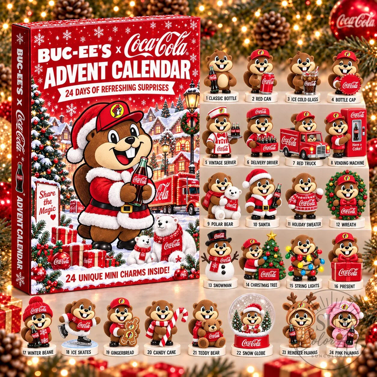 Buc-ee's Coca-Cola Christmas Advent Calendar 24 Unique Mini Charms Inside 2D 1 Buc-ee's Coca-Cola Christmas Advent Calendar 24 Unique Mini Charms Inside 2D