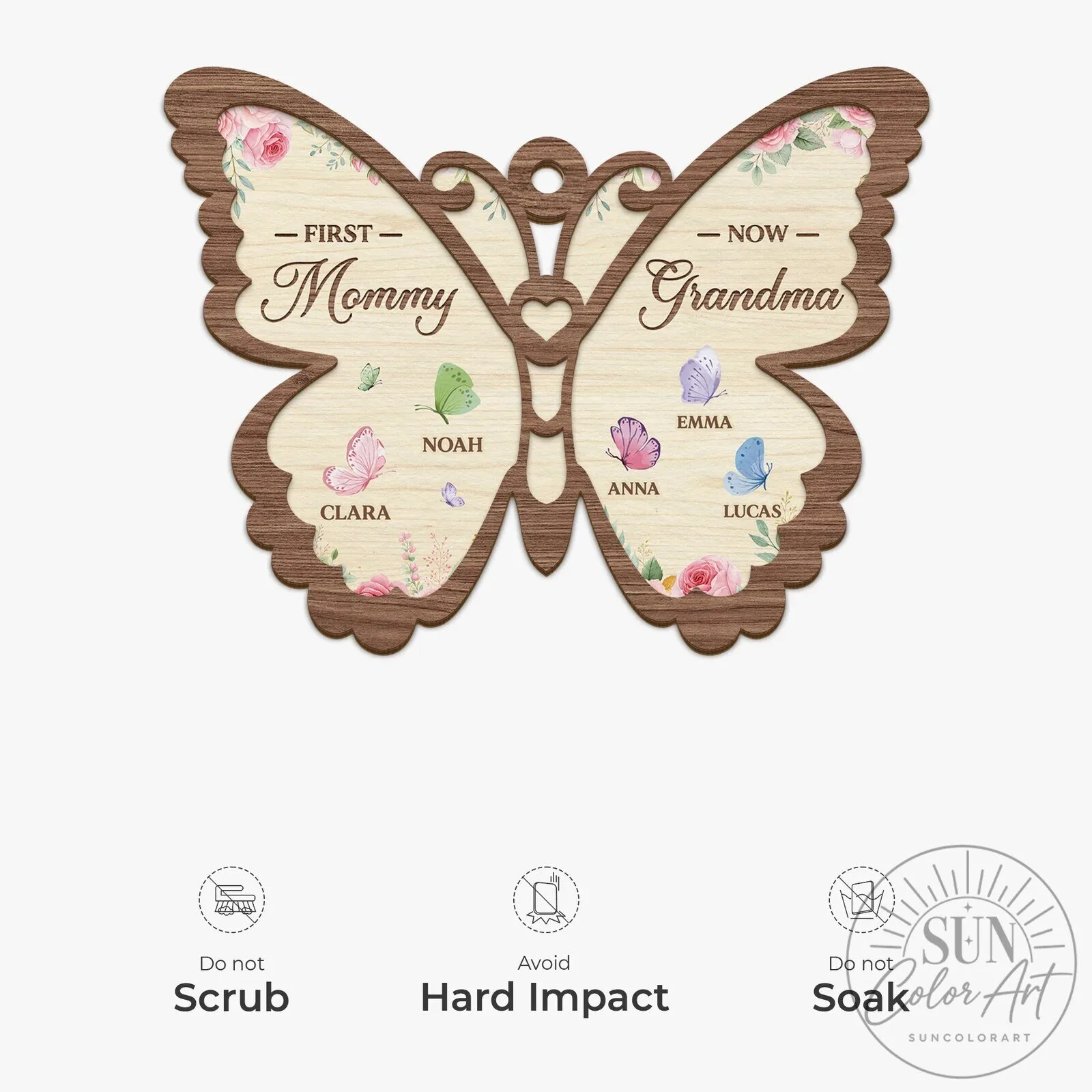 Personalized First Mommy Now Grandma Butterfly Wooden Christmas Ornament 14 Personalized First Mommy Now Grandma Butterfly Wooden Christmas Ornament