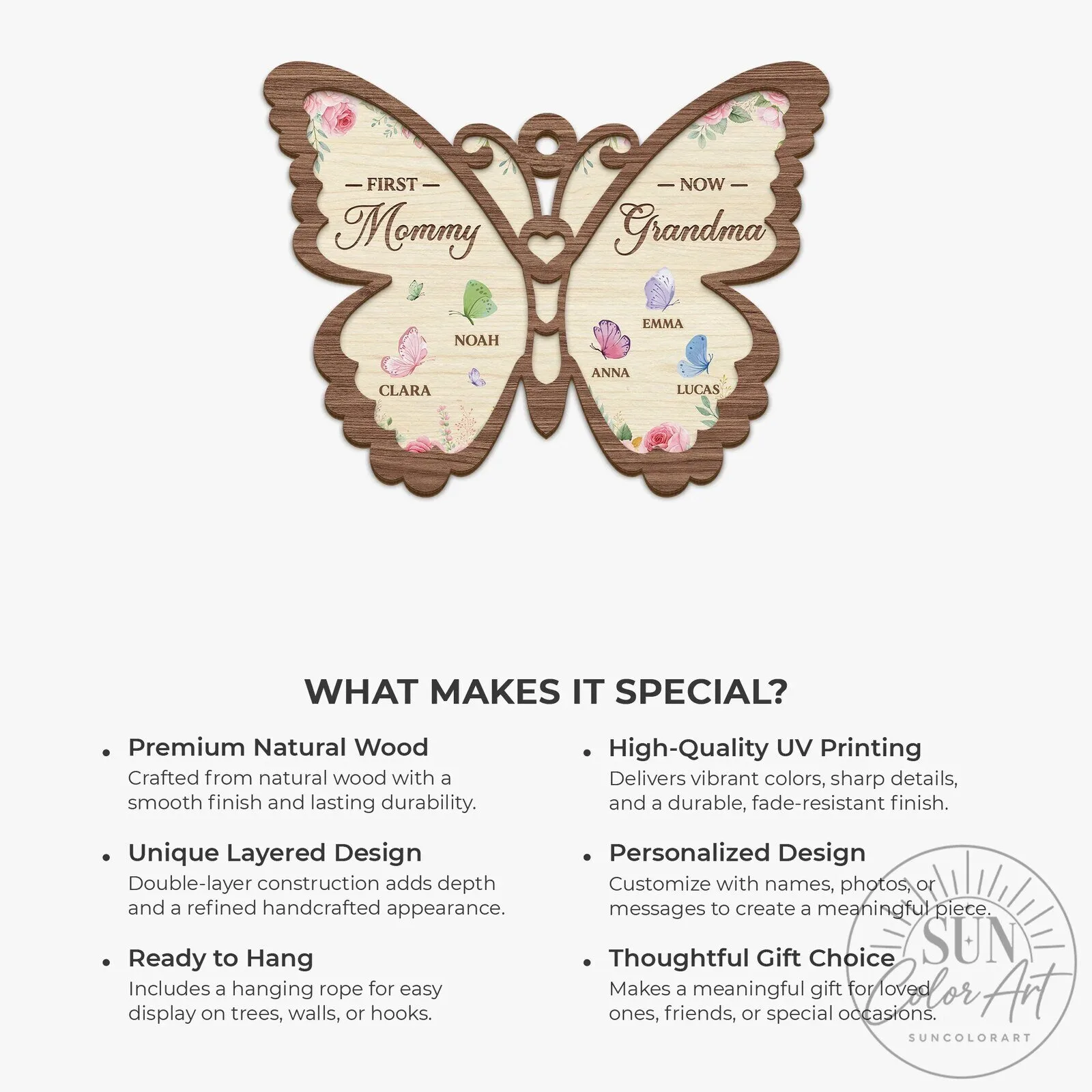 Personalized First Mommy Now Grandma Butterfly Wooden Christmas Ornament 15 Personalized First Mommy Now Grandma Butterfly Wooden Christmas Ornament