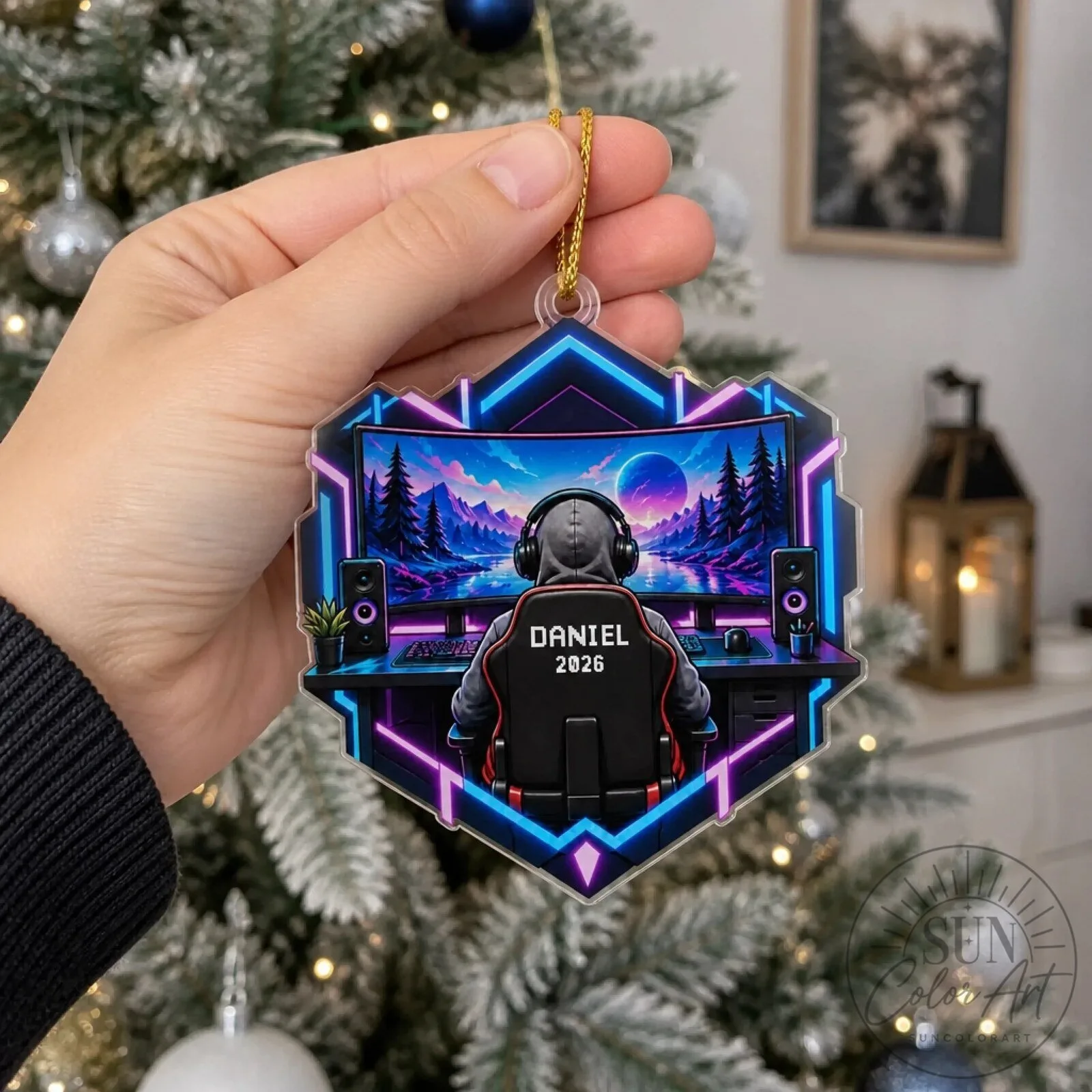 Personalized Gamer Christmas Ornament, Custom Gaming Setup Holiday Tree Decoration 11 Personalized Gamer Christmas Ornament, Custom Gaming Setup Holiday Tree Decoration
