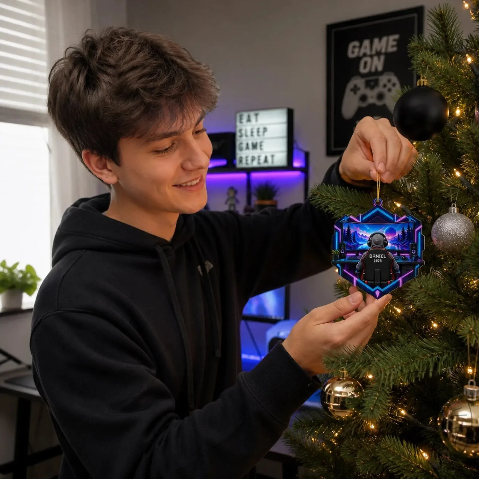 Personalized Gamer Christmas Ornament, Custom Gaming Setup Holiday Tree Decoration 12 Personalized Gamer Christmas Ornament, Custom Gaming Setup Holiday Tree Decoration