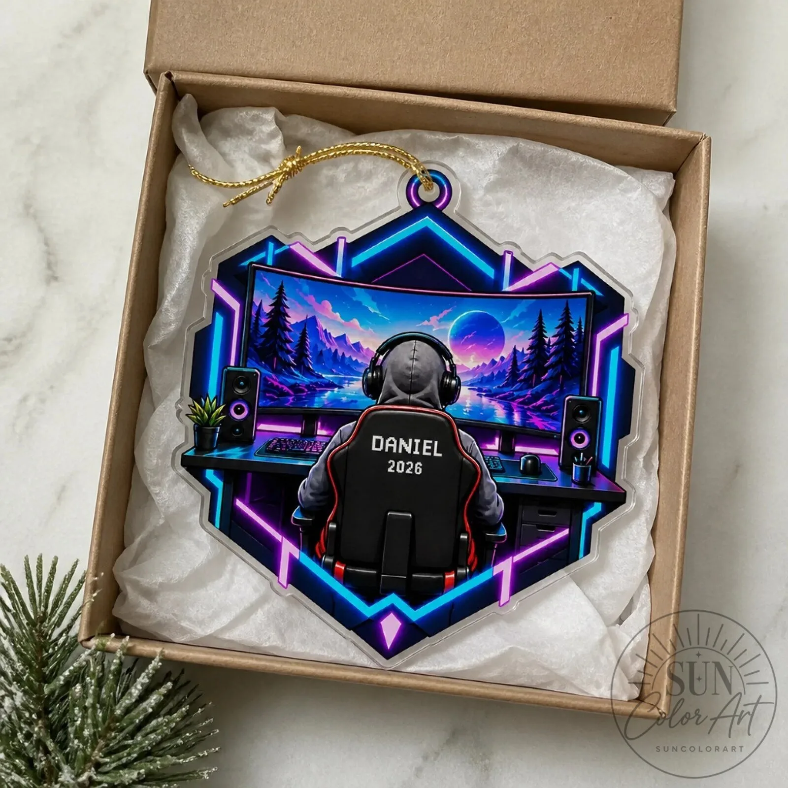 Personalized Gamer Christmas Ornament, Custom Gaming Setup Holiday Tree Decoration 13 Personalized Gamer Christmas Ornament, Custom Gaming Setup Holiday Tree Decoration